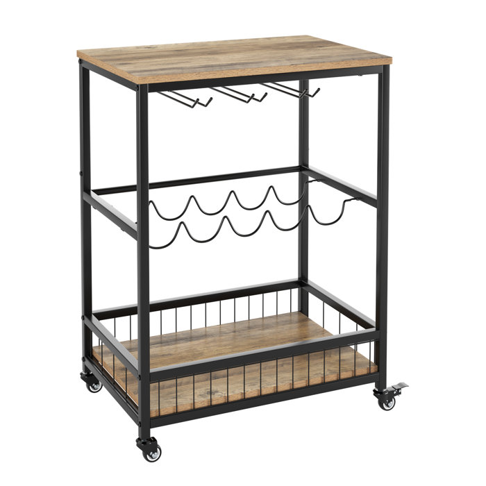 Williston Lex Industrial Rectangular Wine Rack Bar Cart & Reviews